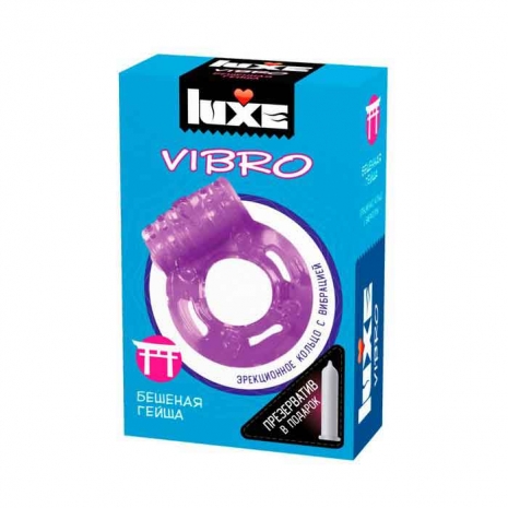 Виброкольцо Luxe Vibro Бешенная Гейша+презерватив0